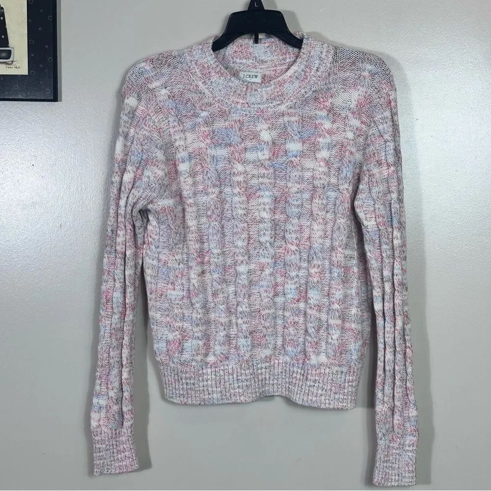 J. Crew Women's Pink and White Knit Sweater